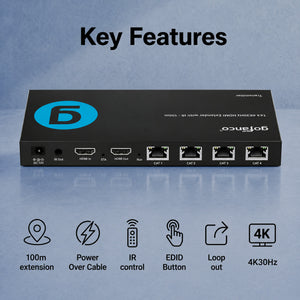 1x4 4K30Hz HDMI Extender with IR - 100M