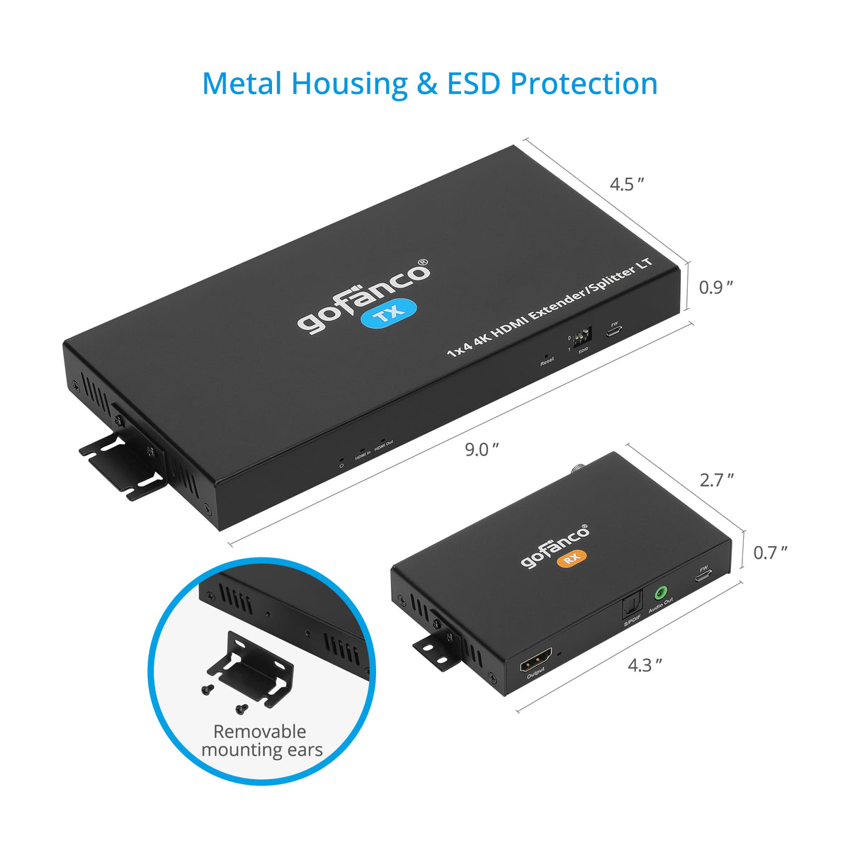 1x4 HDMI 2.0 CAT Extender/Splitter – 60m