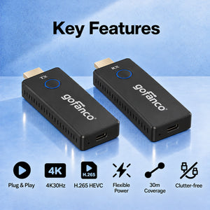 Wireless 4K HDMI Dongle Extender Kit - 98ft (30m)
