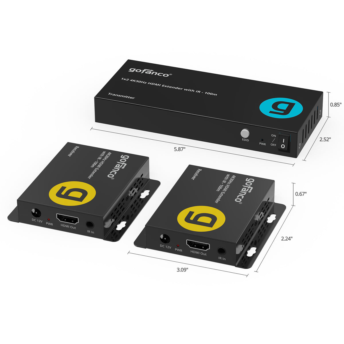 1x2 4K30Hz HDMI Extender with IR - 100M