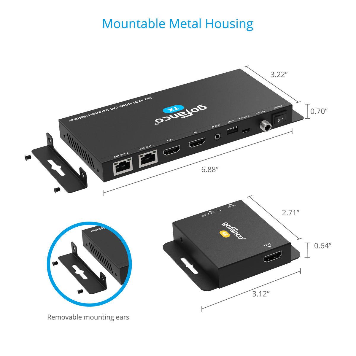 1x2 HDMI 1.4 CAT Extender/Splitter – 70m