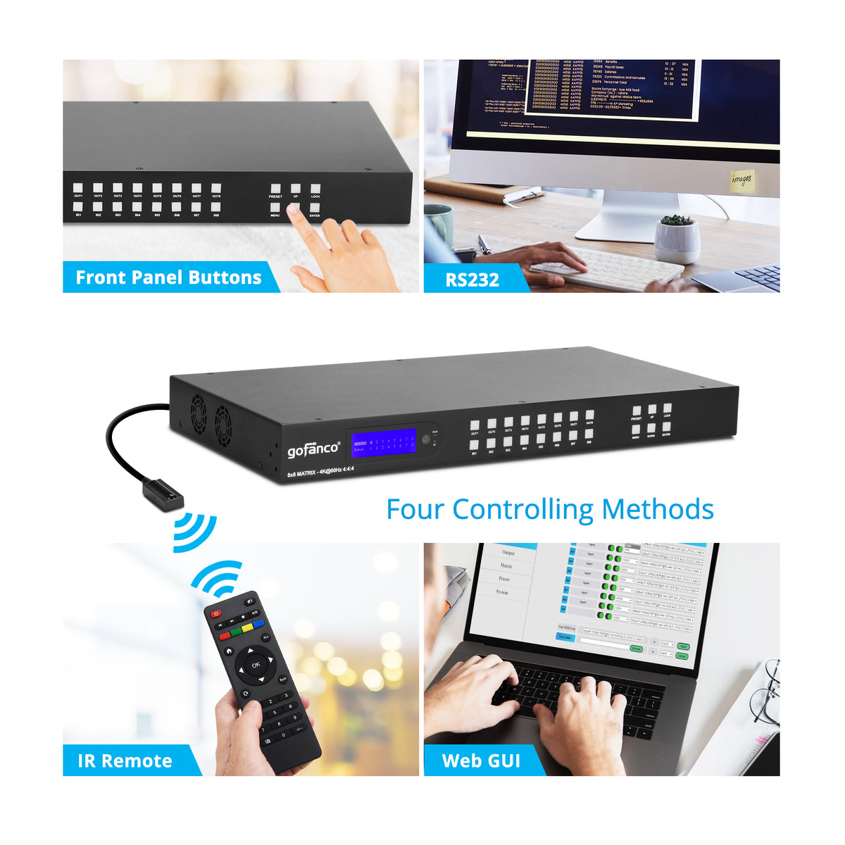 8x8 HDMI 2.0 Matrix with LCD