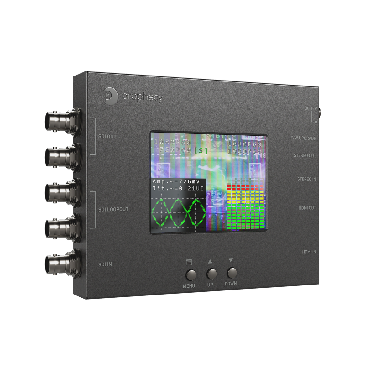 HDMI and 3G-SDI Cross and Scaler Converter with 3.5 LCD monitor, and audio embedder/de-embedder