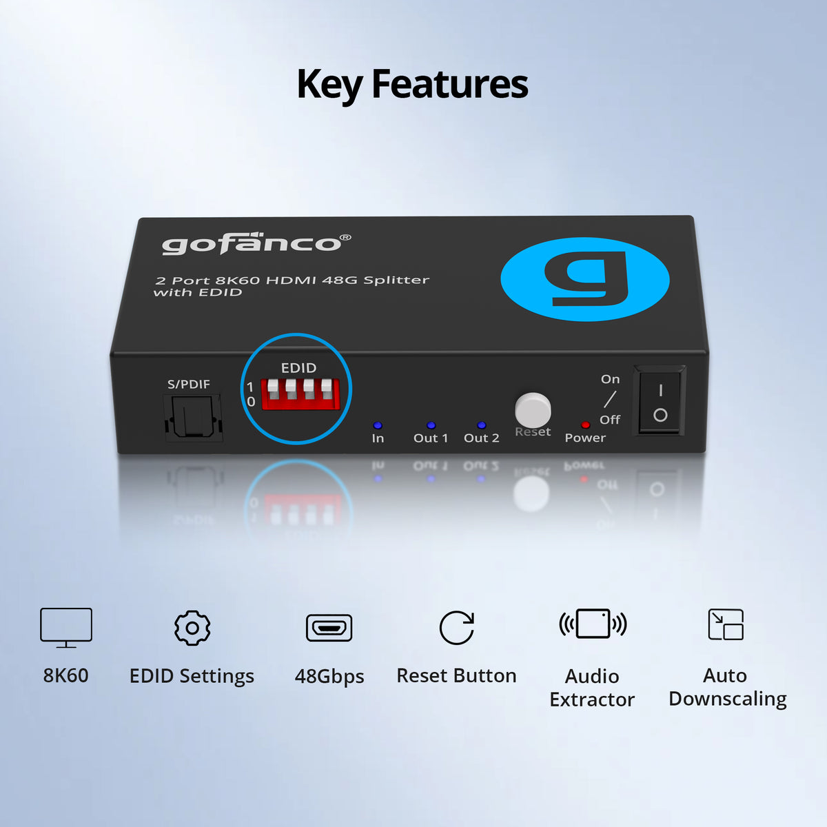 2 Port 8K60 HDMI 48G Splitter with EDID