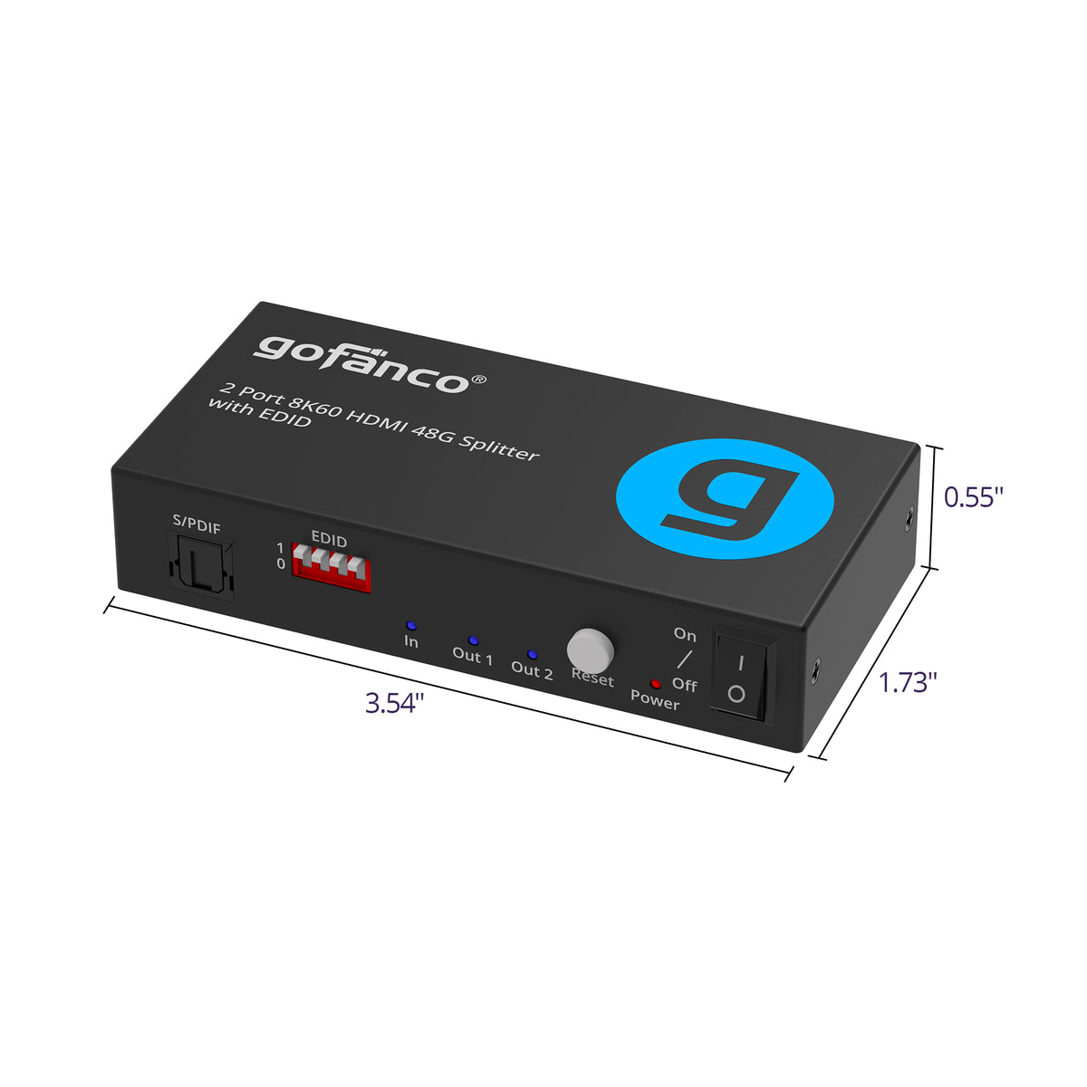 2 Port 8K60 HDMI 48G Splitter with EDID