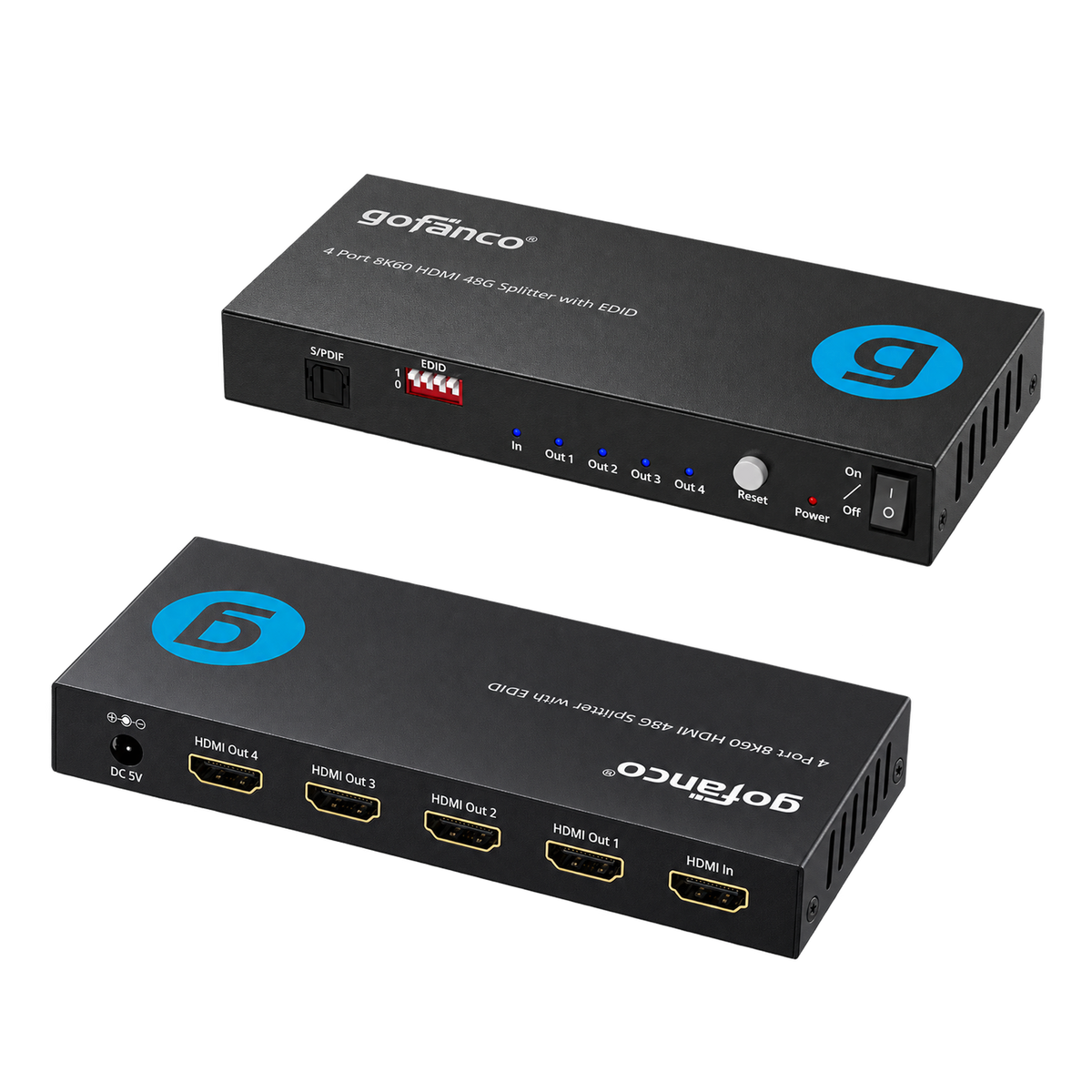 4 Port 8K60 HDMI 48G Splitter with EDID