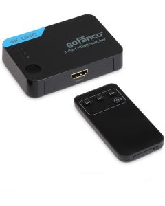 3-port hdmi switcher with remote 4K UHD gofanco
