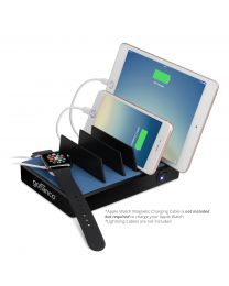 EdgeS 7-Port USB Charging Station Organizer (black) with devices