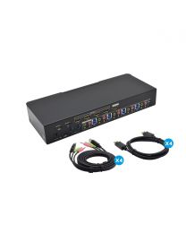4-Port 1080p KVM with Mouse Roaming and USB 3.0 Hub (PRO-KVMaud4P-RM)