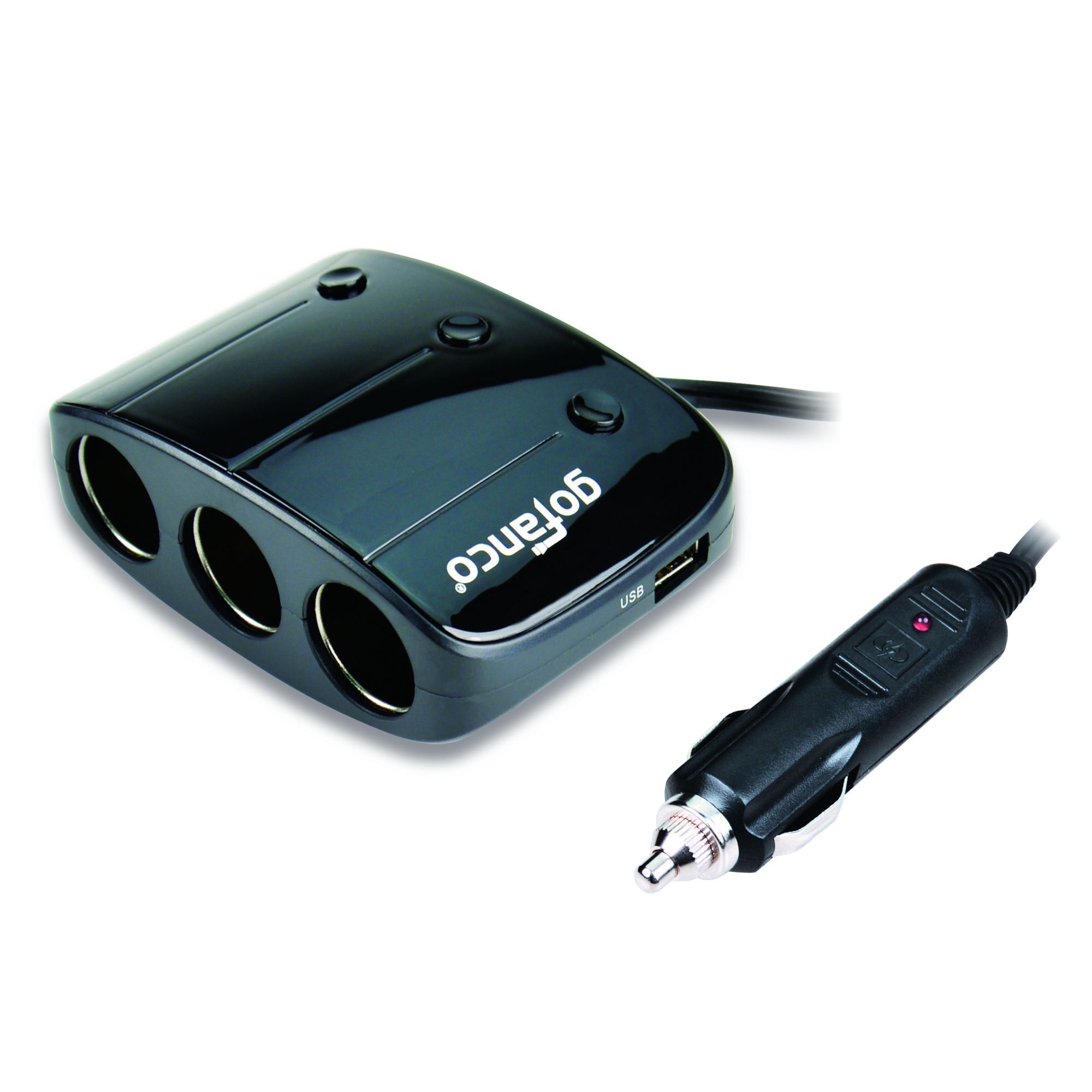 gofanco 3Socket Cigarette Lighter Splitter with 2 USB Charging Ports