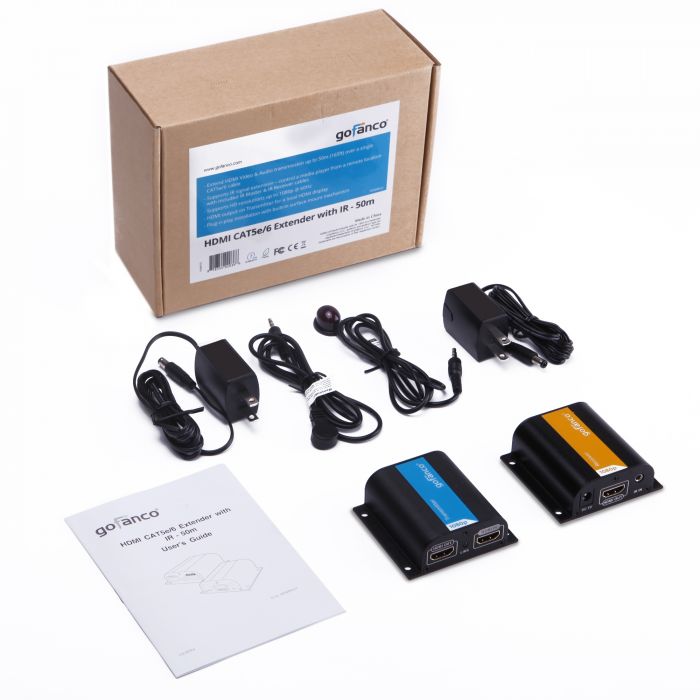 165ft 50m gofanco 2-Port HDMI Extender Splitter over CAT5e//6 HDExt2P-Pro