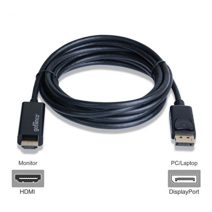 DisplayPort to HDMI 10 Feet Gold-Plated Cable, Display Port to HDMI Adapter  Male to Male Black 