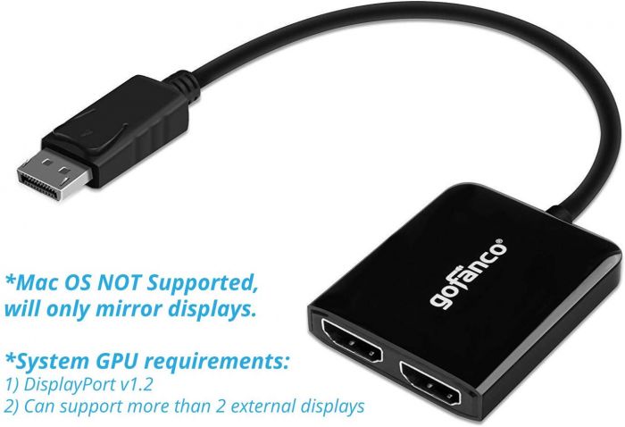 2-Port DisplayPort to HDMI Multi-Monitor Splitter |