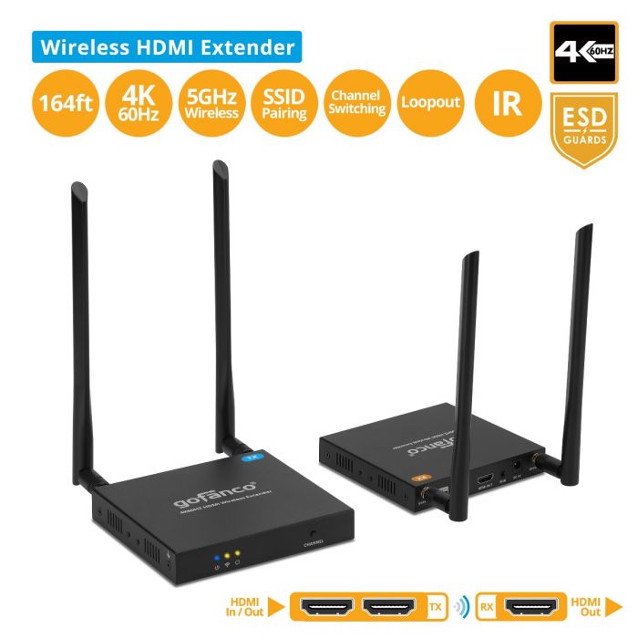 4K@60 UHD HDMI 2.0 Wireless Extender Kit up to 164ft