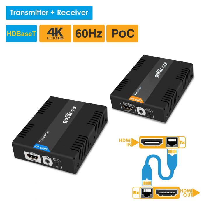 HDBaseT 4K HDMI Extender Over CAT5e/6/7 (230 ft.)| gofanco
