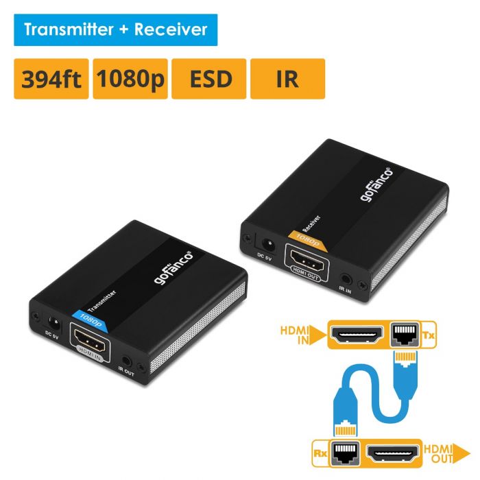 HDMI Extender Over CAT6 with ESD  IR – 120m gofanco