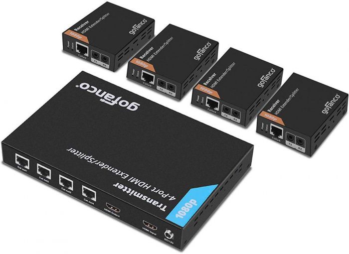 4-Port HDMI Extender/Splitter Over CAT5e/6 (165 ft.) w/ Loopout|