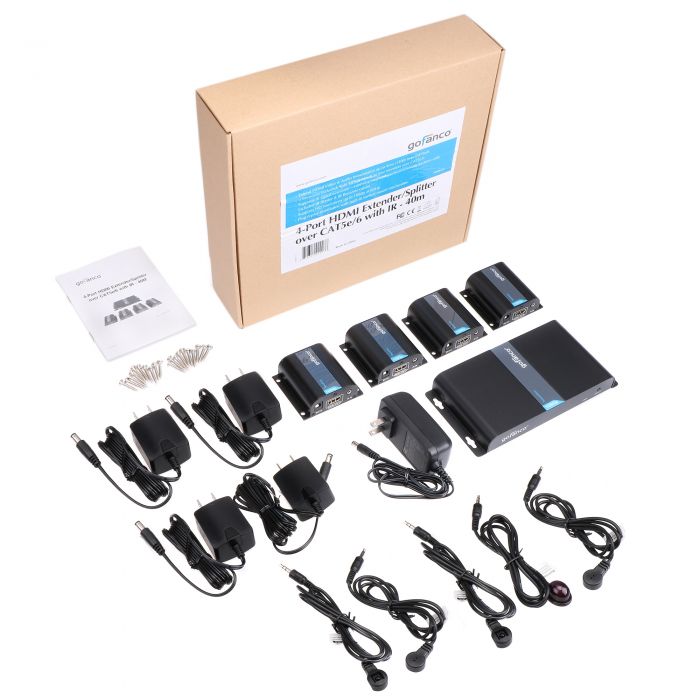 4-Port HDMI Extender/Splitter Over CAT5e/6 (130 ft.) | gofanco