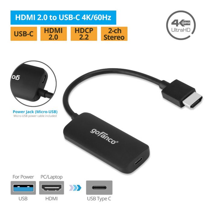 4K 60Hz USB-C to HDMI 2.0 Adapter (HDCP 2.3)