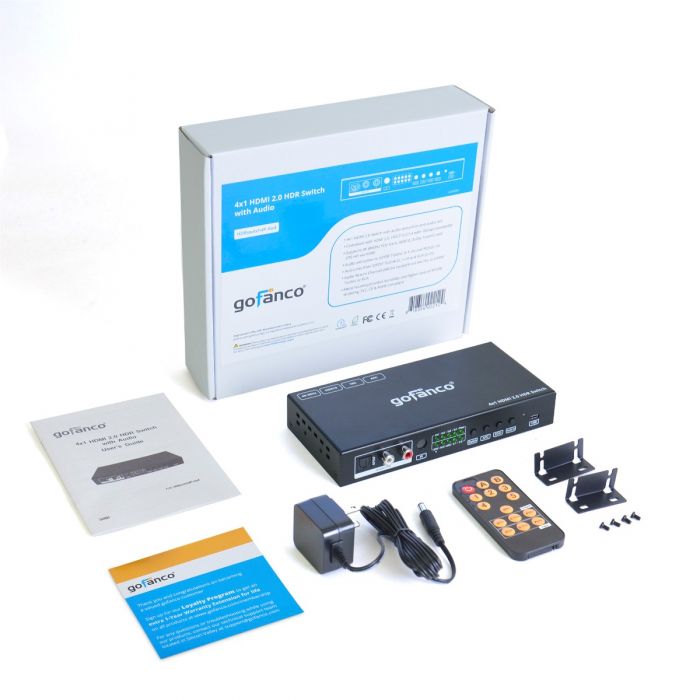 4x1 HDMI 2.0 HDR Switch with Audio and Remote (HDRswitch4P-Aud)