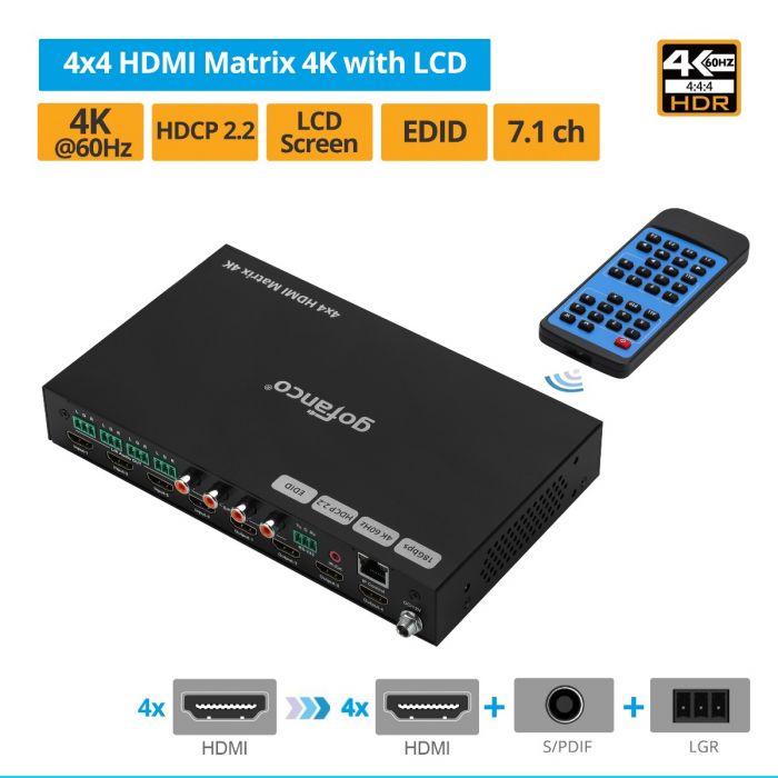 4x4 HDMI 2.0 Matrix with LCD (Matrix44HD2-LCD)
