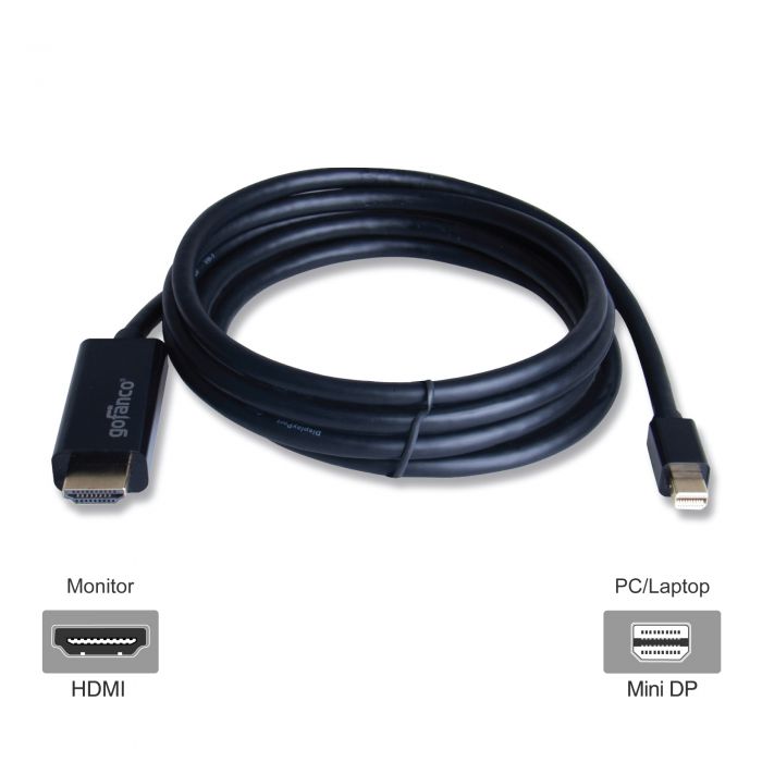 Mini DisplayPort/Thunderbolt to HDMI Cable Adapter, 6 ft, Black