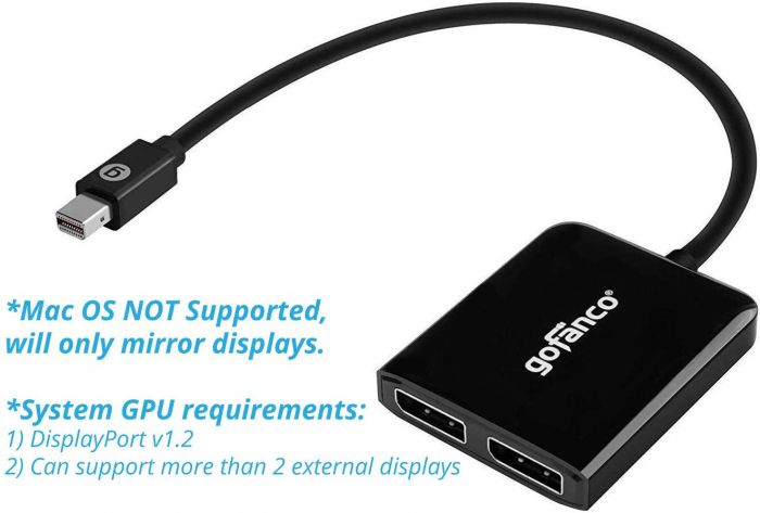 2-Port DisplayPort to USB-C MST Multi-Monitor Splitter