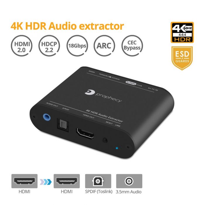 4K HDMI AUDIO EXTRACTOR 60HZ 4:4:4 SUPPORTS 18GBPS