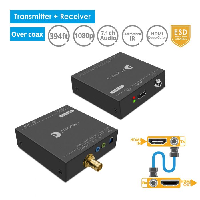 HDMI Extender Over Coaxial cable w/ Bi-directional IR