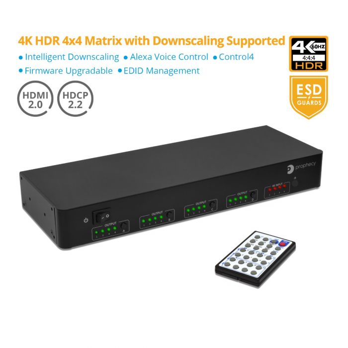 格安！！gofanco 4K 4x4 HDMIマトリックススプリッタ/スイッチ 4x4 HDMI Matrix w/ Downscaling Resolution (4K HDR) | gofanco