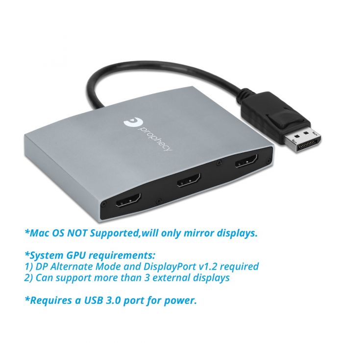1x3 DisplayPort to HDMI MST Multi-Monitor Adapter