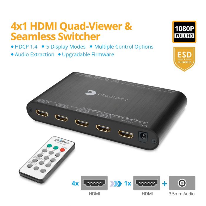 4x1 HDMI Quad-Viewer and Seamless Switcher (PRO-QuadView)