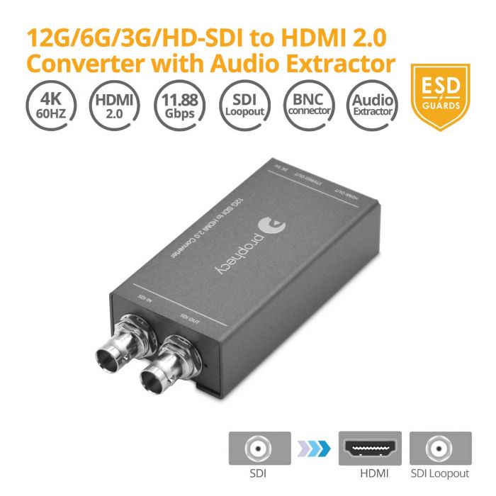 venom drivende mangel 12G/6G/3G/HD-SDI to HDMI 2.0 Converter with Audio Extractor (PRO-SDIHD2)