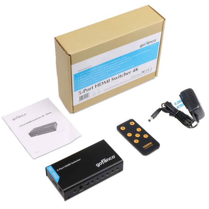 Mark prøve kit 5-Port HDMI Switch with Remote (4K) | Gofanco