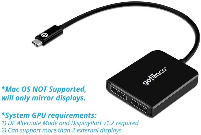 USB-C MST Hub to 2x DisplayPort (USBCMST2DP)