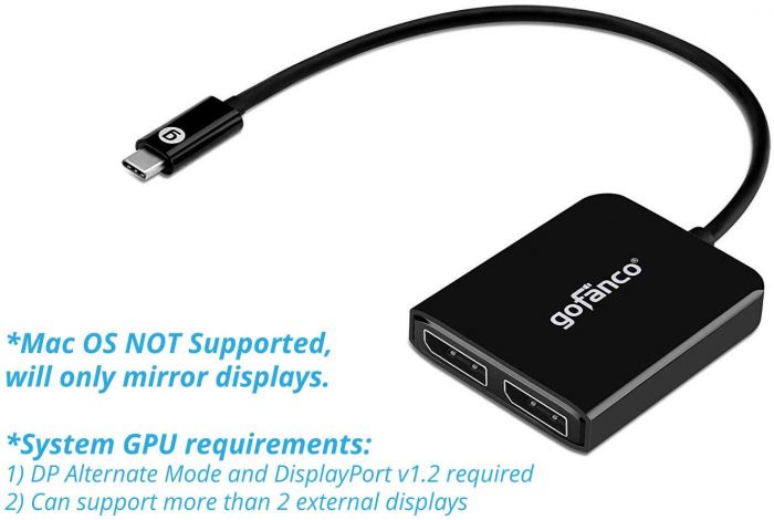 USB C MST Hub to 2x DisplayPort USBCMST2DP