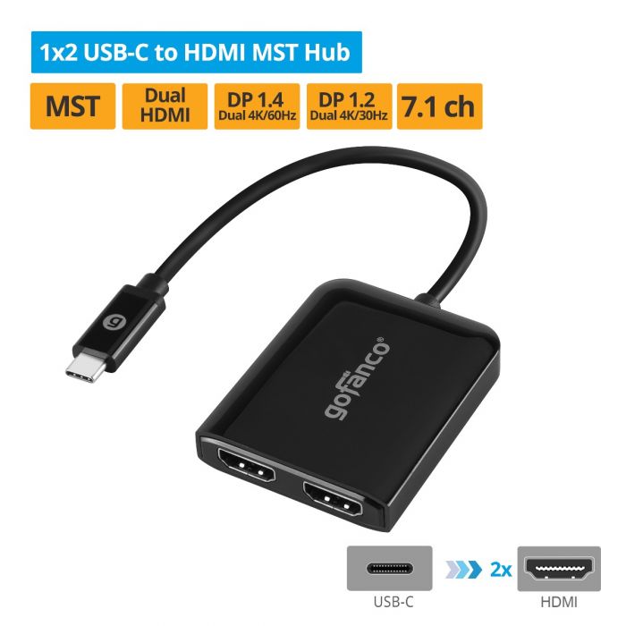 MST 2-Port HDMI Hub (USBCMST2HD-4K60)