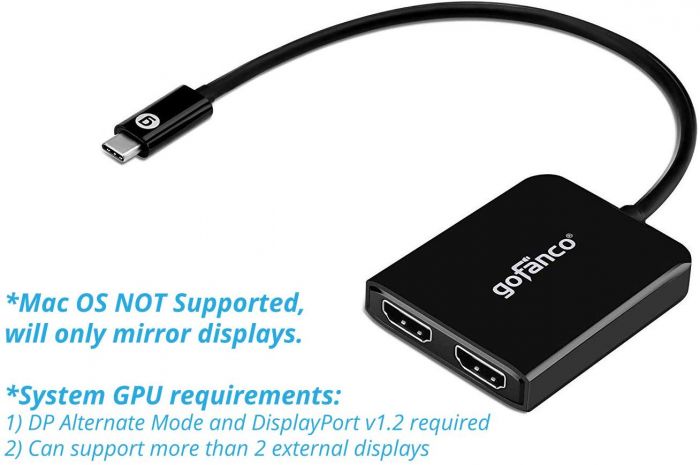 2-Port to USB-C MST Multi-Monitor Splitter | gofanco