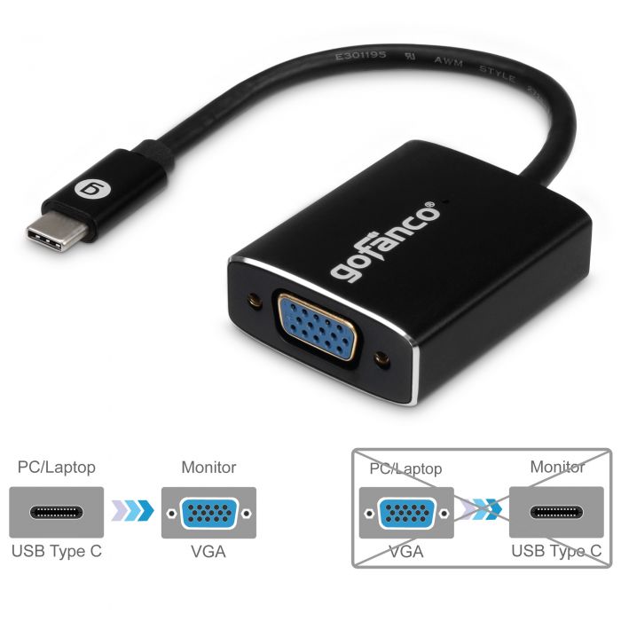 USB Type-C to VGA Video (2048x1152) Adapter