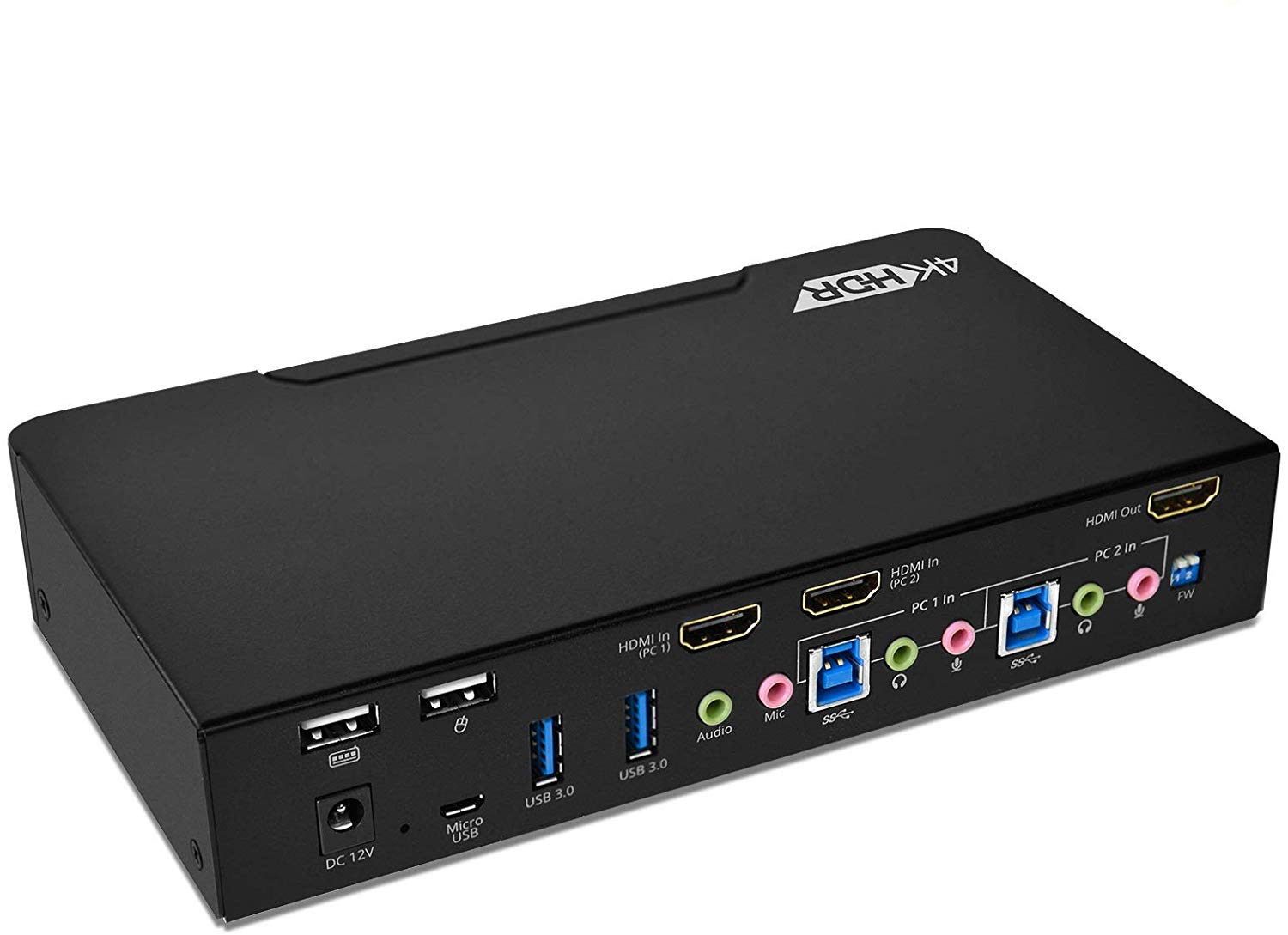 Rindende biografi bind 2-Port HDMI 2.0a & Audio KVM Switch with USB 3.0 Hub | gofanco