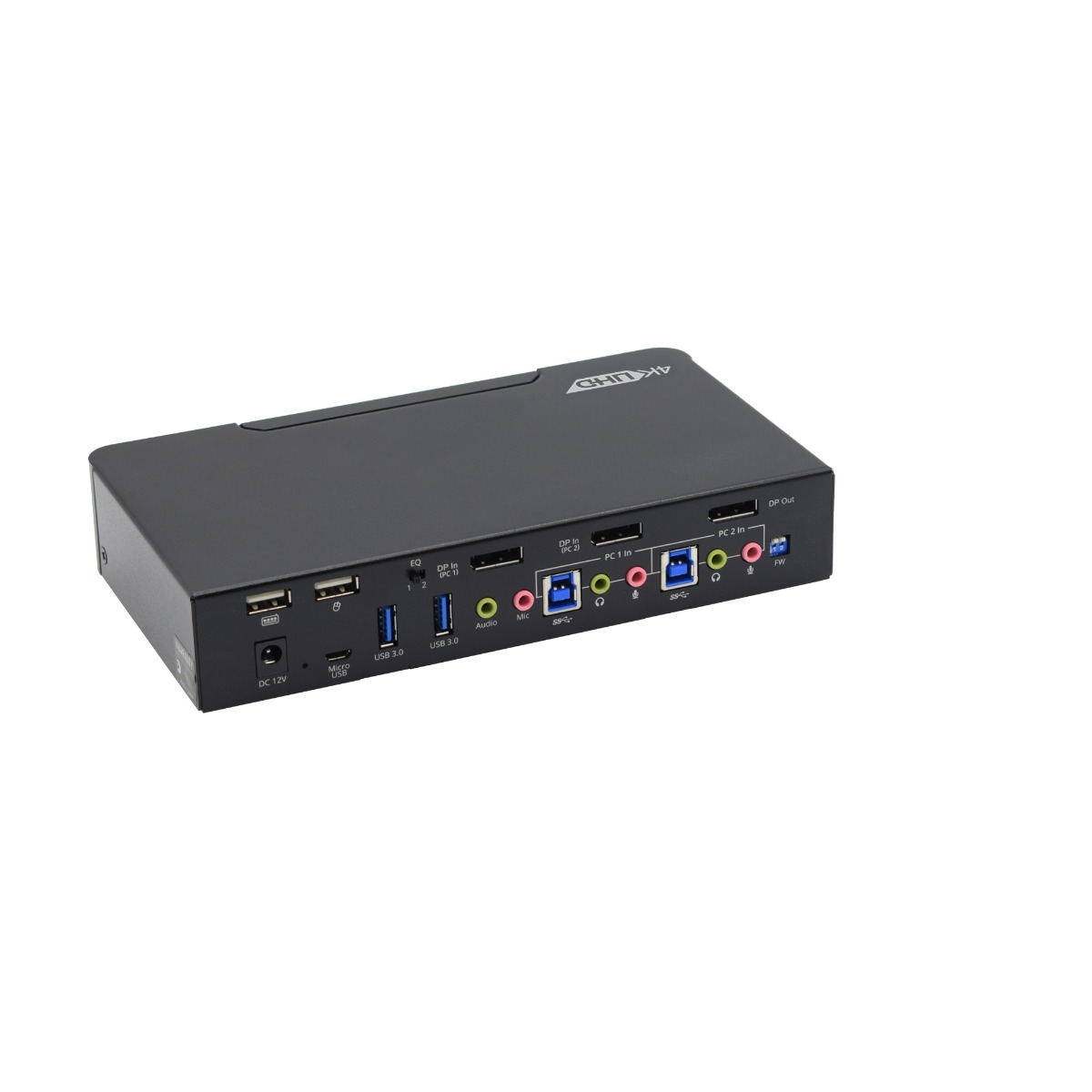 2-Port 4K DisplayPort & Audio KVM Switch with USB 3.0 Hub | gofanco