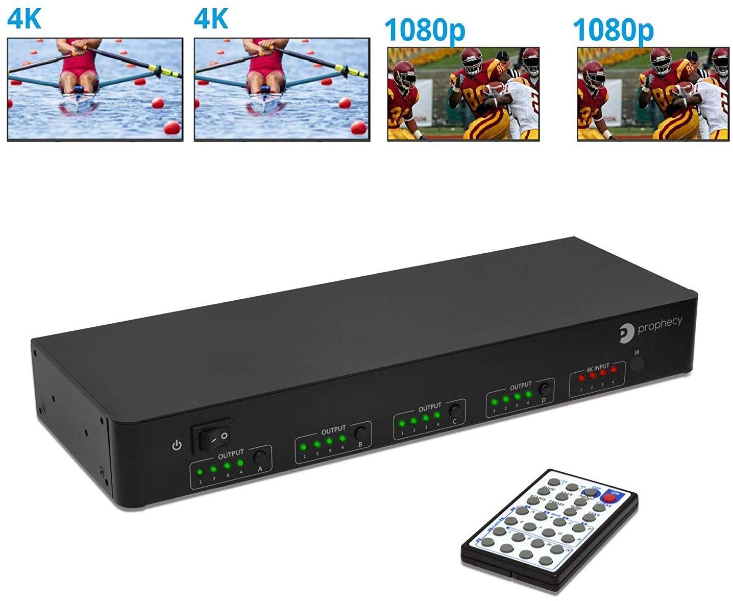 4x4 HDMI Matrix with Audio Extractor 4K@60Hz HDR 18Gbps HDMI 2.0