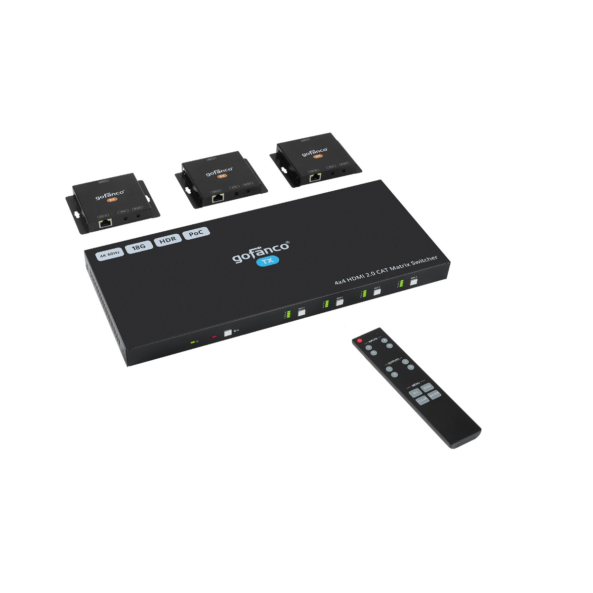 Rapid handling snatch 4x4 HDBaseT HDMI Matrix Cat (Extender & Switch) 4K | Gofanco